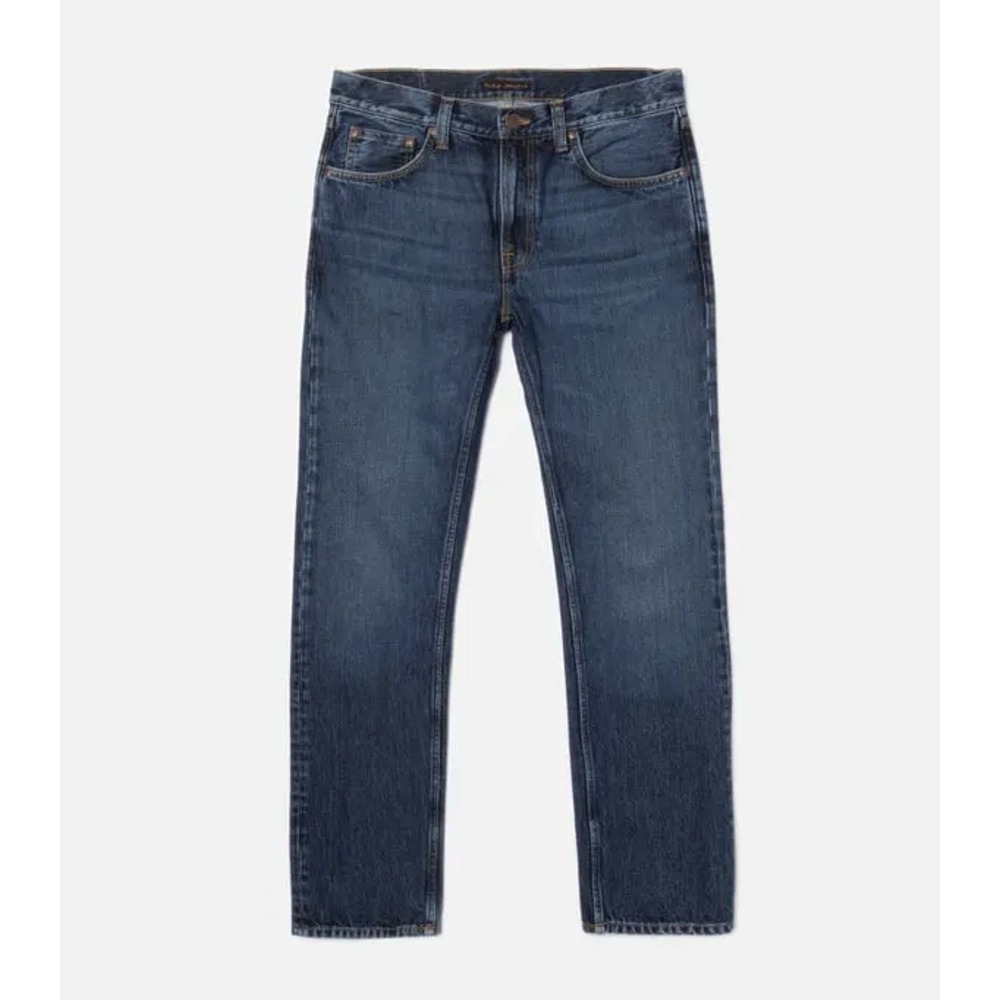Nudie Jeans Gritty Jackson Blue Soil 30x32 Dark Wash Straight Leg Organic Denim
